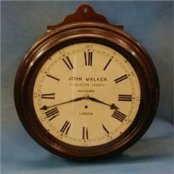 A 19th/20th Century fusee wall clock, the 12  painted dial with Roman numerals painted John Walke...