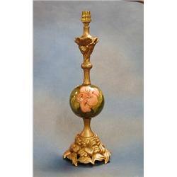 A  Moorcroft coral hibiscus pattern table lamp with resin mounts, (the central orb supplied to El...