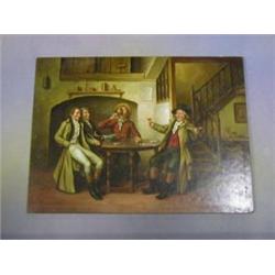 Membling, oil painting on board an 18th Century tavern scene  Four Gentleman Seated at a Gateleg...