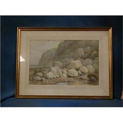 A G Adams, watercolour drawing "Cliff Scene with Seagulls" 13" x 19" signed and dated 1884 £30-50...