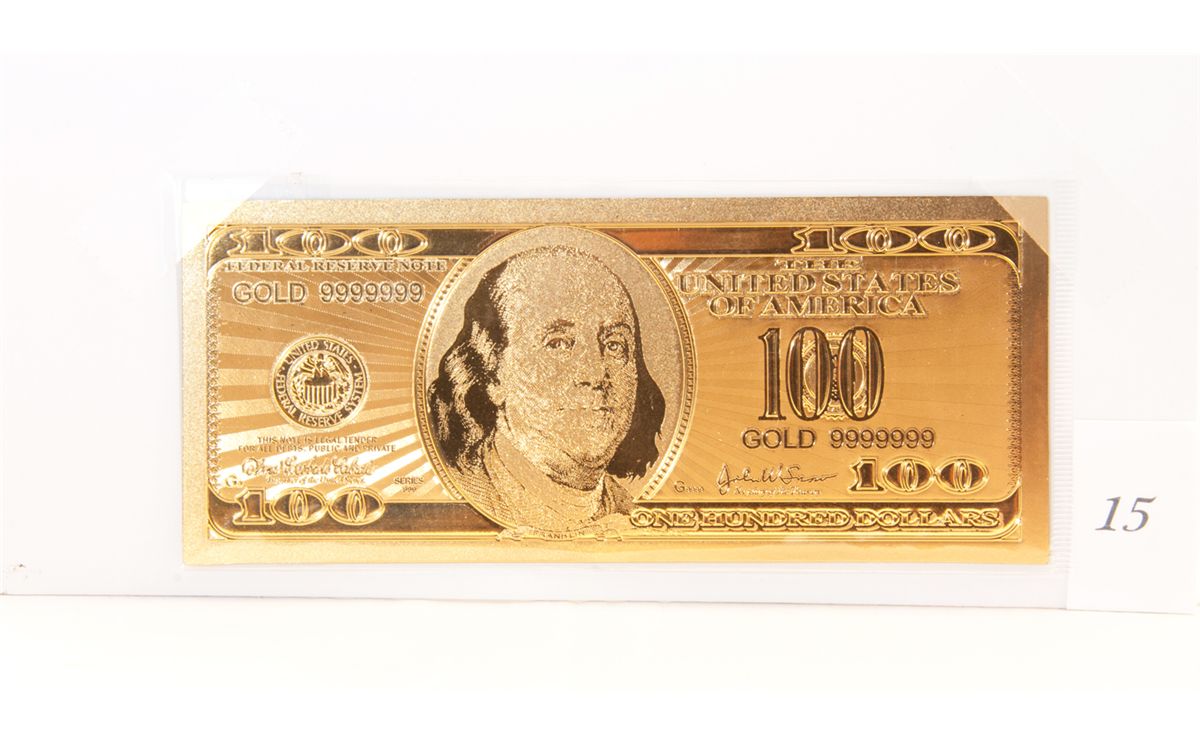 .999 Gold Foil American 100 Dollar Bill *NO SHIPPING AVAILABLE*