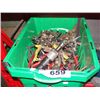 Image 1 : Green plastic storage bin of assorted tools