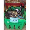 Image 1 : Green plastic storage bin of assorted power tools