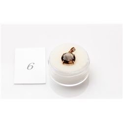 14kt Gold Round Cut Smokey Topaz Pendant