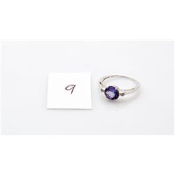 Amethyst Dinner Ring with 2 Side Diamonds in