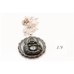 Black Jade Carved Buddha Pendant & Necklace