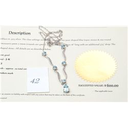 Sterling Silver Topaz &Diamond Necklace