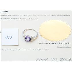 Princesss Cut Amethyst Ring Set with 6 Diamonds