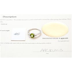 Peridot & Diamond Ring srt in .925 Silver