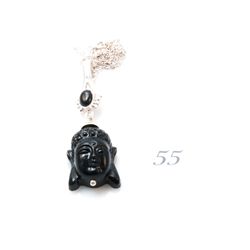 .925 Silver Neckalce With Onyx Lady Buddha Motif