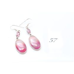 New Pink Kunzite & Botswana Agate Earrings .925