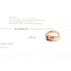 10k gold 1.47carat sapphire and ruby dinner ring