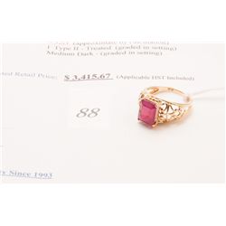 10k gold 3.32carat ruby solitaire ring