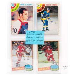 4 1970s rookie NHL trading cards