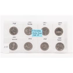 8 canadian one dollar coins 1968-1984 *NO SHIPPING AVAILABLE*