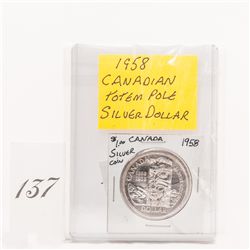 1958 royal canadian totem pole silver dollar *NO SHIPPING AVAILABLE*