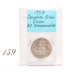 1958 canadian silver dollar - BC commemorative *NO SHIPPING AVAILABLE*