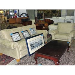 2pc micro fiber suede sofa and chair set
