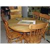 Image 1 : Single pedastol oak dining table with one leaf and