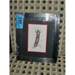 Framed west coast native print titled feather by