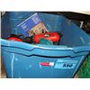 Image 1 : Blue rubbermaid storage bin of tools