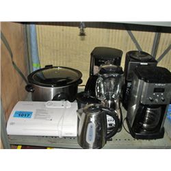 Shelf lot of small kitchen appliances