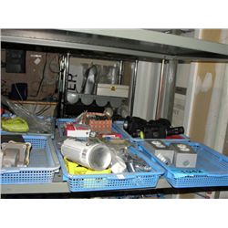 Shelf lot of hardware and misc items