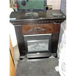 Fireplace mantel with electric fireplace insert
