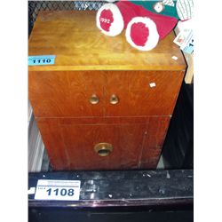 Vintage wooden bar cabinet with assorted vintage
