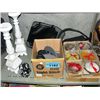 Image 1 : Shelf lot of misc items; ladies hand bag, 2 boxes