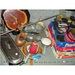 Shelf lot of misc and decorative household items