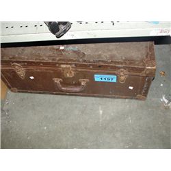 vintage brown metal trunk