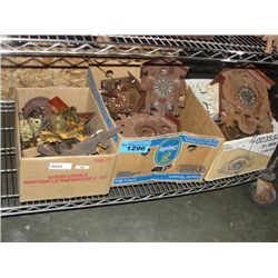 3 boxes of mantel and cookoo clock parts