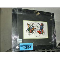 Framed west coast native print titled the duck