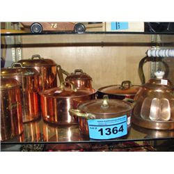 Shelf lot of copper wares