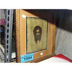 Vintage framed jesus christ lithograph