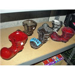 Lot of 5 hand made clay decorative boots