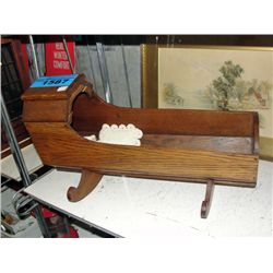 Hand crafted vintage wooden doll craddle