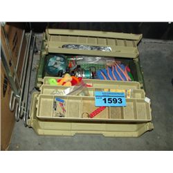 Fishermans tackle box and contents