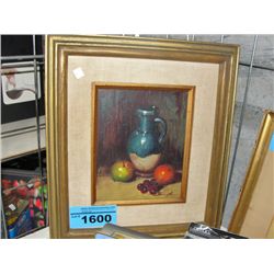 Framed original oil on canvas still life painting,