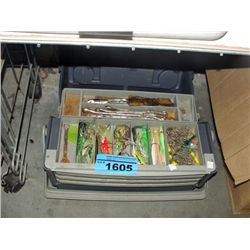 Fishermans tackle box and contents