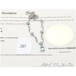 Blue topaz and diamond 18 inch necklace