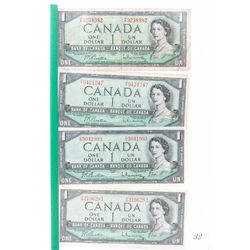 4x Canada old one dollar bills  *no shipping available*