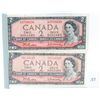 Image 1 : 2x old Canada 1954 Two dollar bills  *no shipping available*