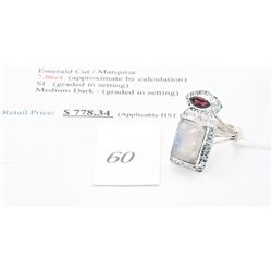 925 silver 7.06carat genuine moonstone and garnet