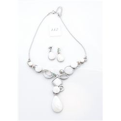 Ladies costume jeweled necklace and earring set