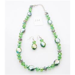 Ladies costume jeweled necklace and earring set
