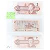 Image 1 : 3 2 dollar canadian bank notes; bills in sequence  *no shipping available*