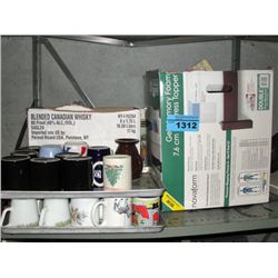 Shelf lot dishes, ladies hand bags, pictures, etc