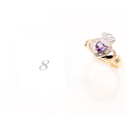 Heart Shape Amethyst & Genuine Diamond Claddah Rin